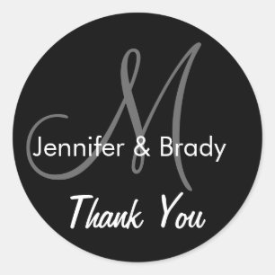 Wedding Thank You Bride Groom Monogram Sticker