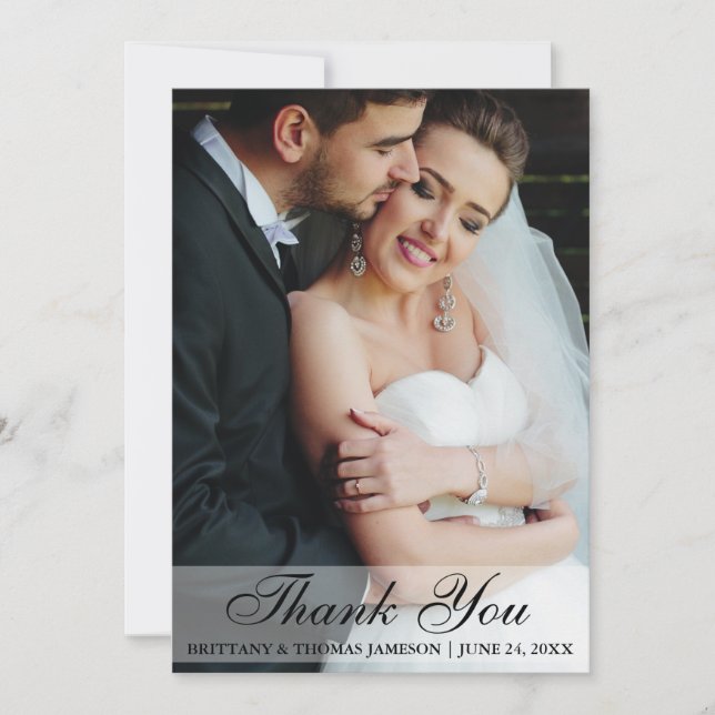 Wedding Thank You Bride & Groom Photo Card WS (Front)