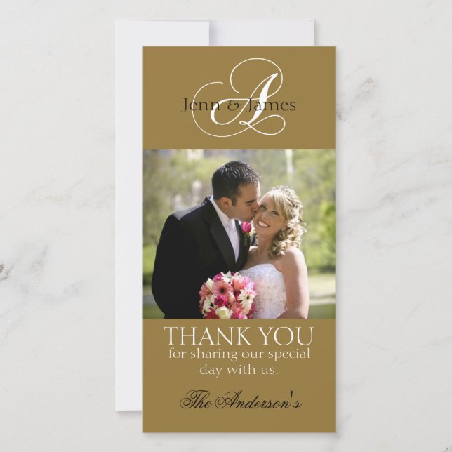Wedding Thank You Bride Groom Photo Cards (Front)