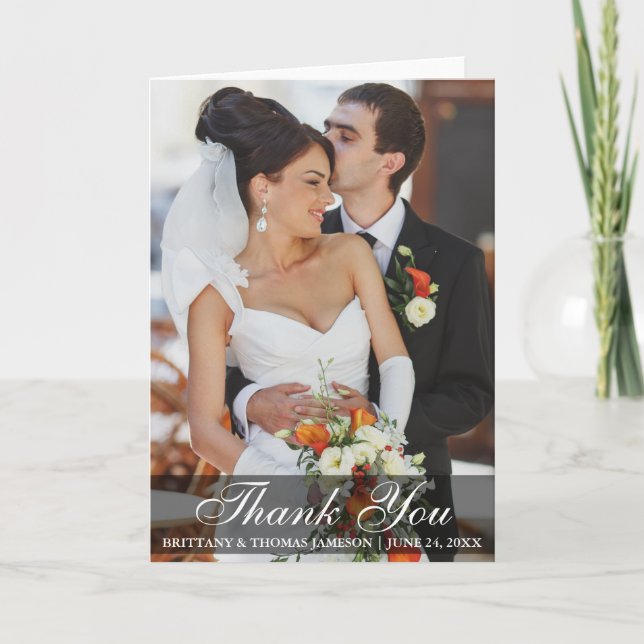 Wedding Thank You Bride & Groom Photo Fold Card Sc (Front)