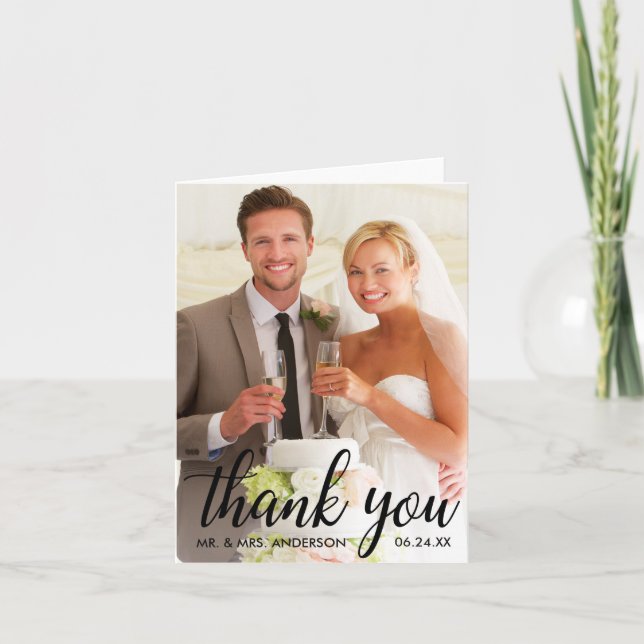 Wedding Thank You Bride Groom Photo Note Card B (Front)