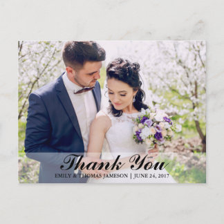Wedding Thank You Bride & Groom Photo Postcard B