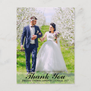 Wedding Thank You Bride & Groom Photo Postcard B L