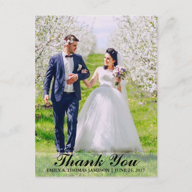 Wedding Thank You Bride & Groom Photo Postcard B L (Front)