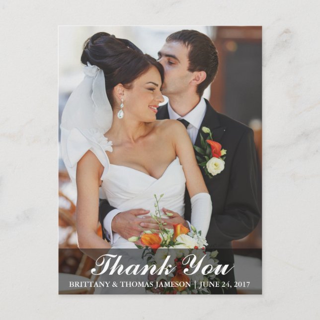 Wedding Thank You Bride & Groom Photo Postcard WL (Front)