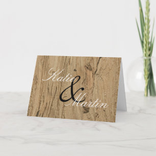 Wedding Thank You Brown Woodgrain Photo Rustic Card