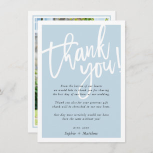 WEDDING THANK YOU brush lettered script duck egg Invitation
