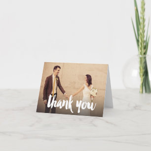 Wedding Thank You Brush Lettering Photo Greeting
