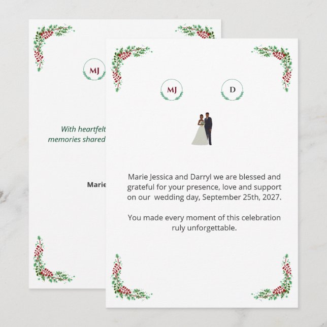 Wedding Thank You Card (Front/Back)