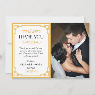 Wedding Thank You Card , Art Deco Flat Card