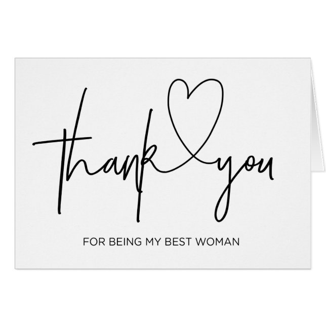 Wedding Thank You Card Best Woman Card (Front Horizontal)