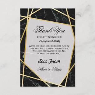 Wedding Thank You Card Black Marble Gold