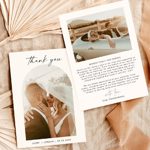 Wedding Thank You Card, Boho Arch Photo Thank You Invitation