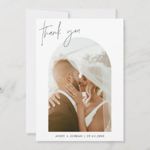 Wedding Thank You Card, Boho Arch Photo Thank You Invitation