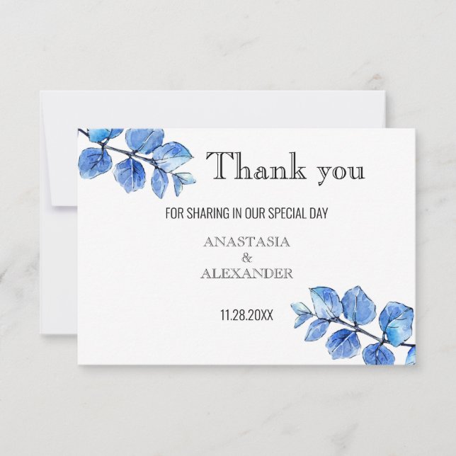 Wedding Thank You Card. Card (Front)