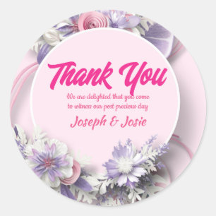 Wedding Thank you card Classic Round Sticker