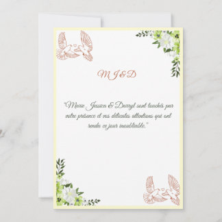 Wedding Thank You Card - Colombes
