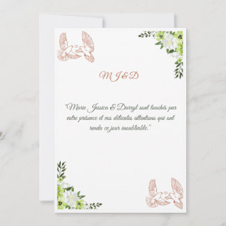Wedding Thank You Card - Doves