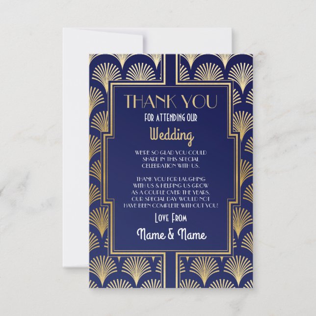 Wedding Thank You Card Engagement Art Deco Party (Front)