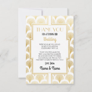 Wedding Thank You Card Engagement Art Deco Party