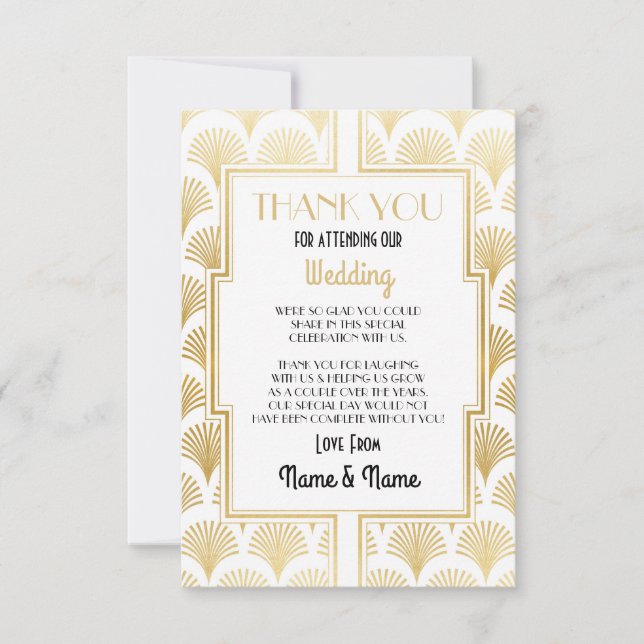 Wedding Thank You Card Engagement Art Deco Party (Front)