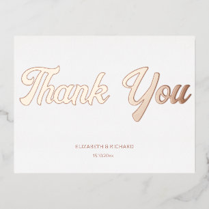 Wedding Thank You Card in Pink Gold
