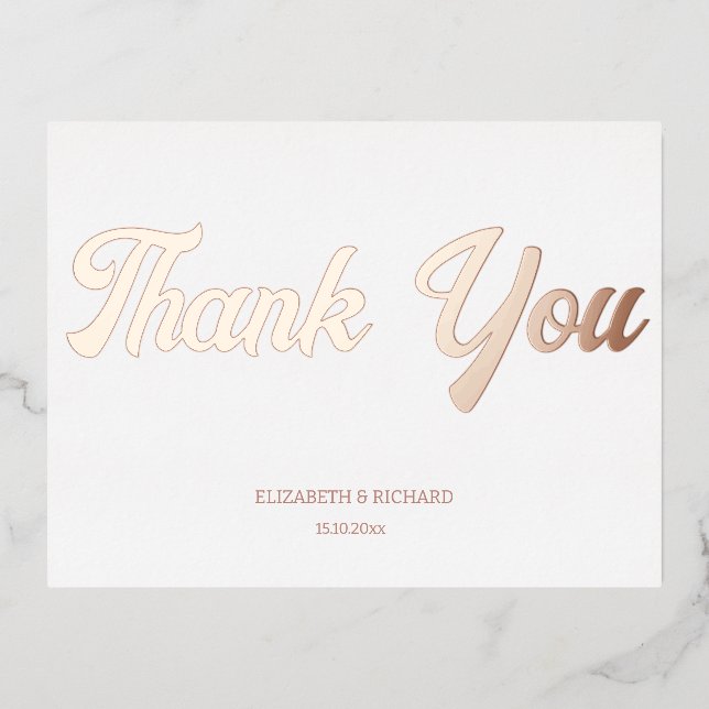 Wedding Thank You Card in Pink Gold (Front)