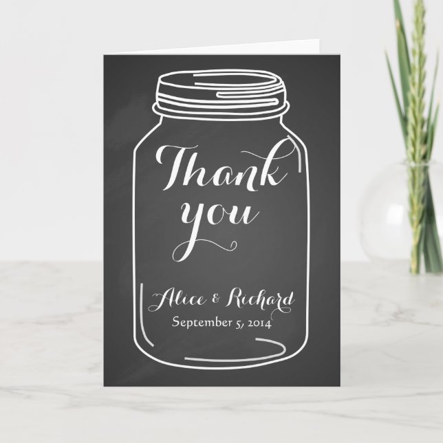 Wedding Thank you card Mason Jar chalkboard (Front)