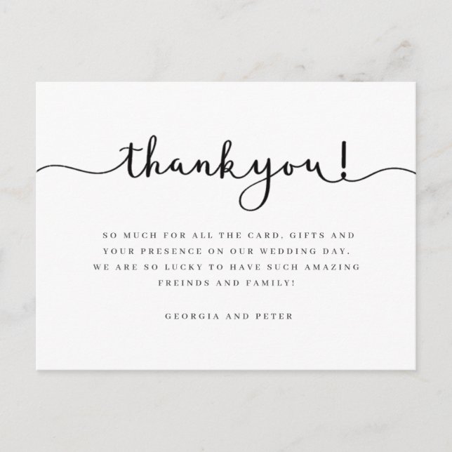 wedding thank you card message script font (Front)