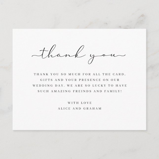 Wedding thank you card message simple (Front)