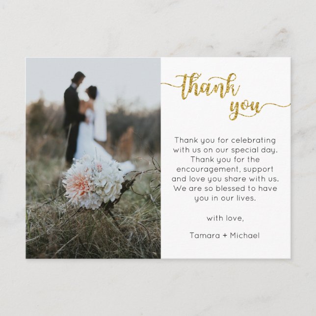 Wedding Thank You Card, Modern Script Postcard (Front)