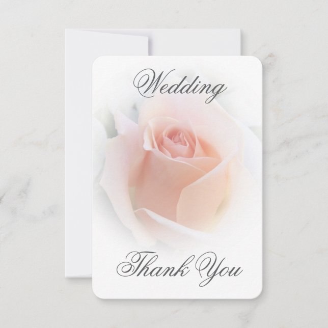 Wedding Thank You Card Peach Pink Rosebud (Front)