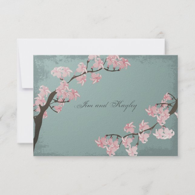 Wedding Thank You Card - Pink Cherry Blossom (Front)