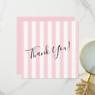 Wedding Thank you card. Pink & White Stripe Card