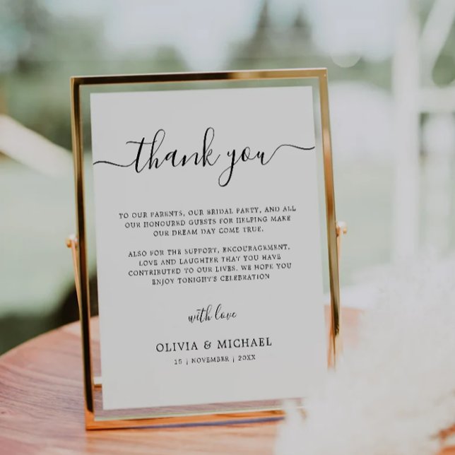 Wedding Thank You Card, Printable Thank You Note Pedestal Sign (Wedding Thank You Card, Printable Thank You Note Pedestal Sign)