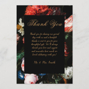 Wedding Thank You Card Red Black Floral