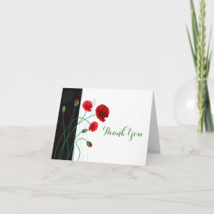 Wedding Thank You Card   Red Poppies