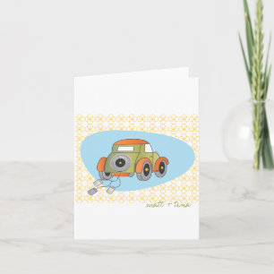 Wedding Thank You Card - Retro Just  Married Car