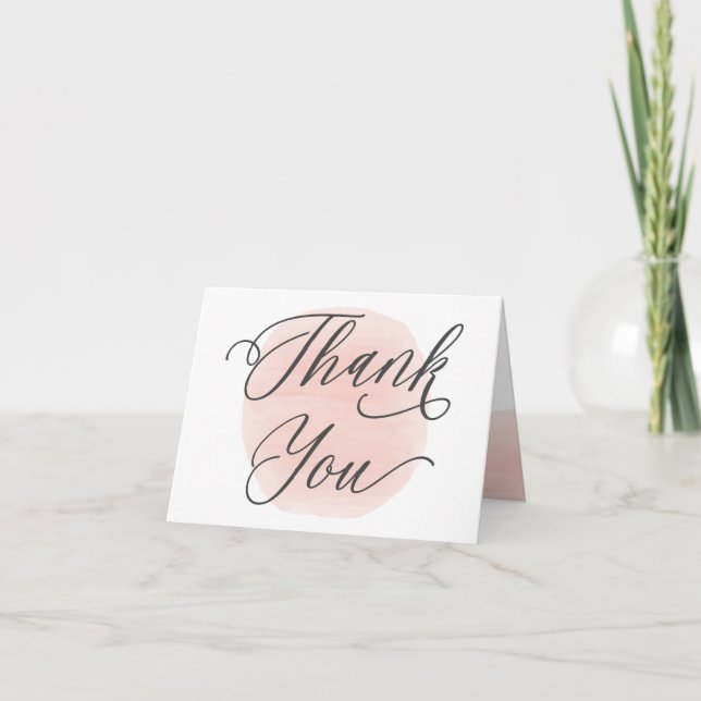 Wedding Thank You Card, Rose Watercolor Circles (Front)