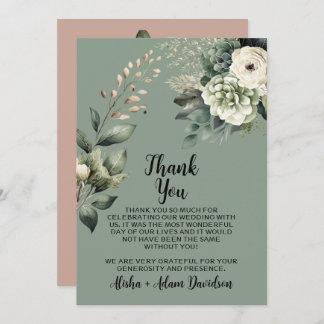 Wedding Thank You Card Sage & Blush Taupe