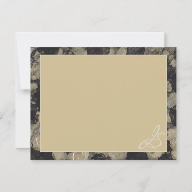 Wedding Thank You Card Shades of Golds and Blacks (Front)