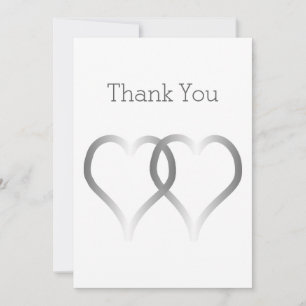 Wedding Thank You Card Silver Hearts