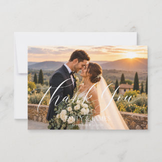 Wedding Thank You Card with Calligraphy Lettering