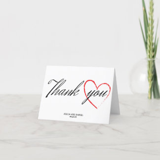 Wedding thank you card with heart