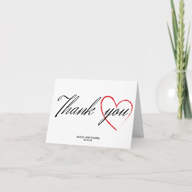 Wedding thank you card with heart (Front)