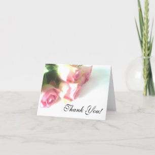 Wedding Thank you card with pink rose flowers