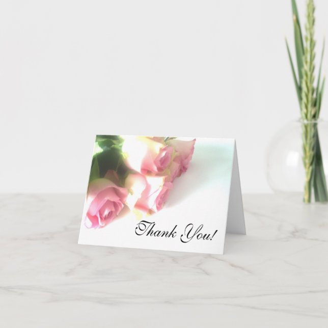 Wedding Thank you card with pink rose flowers (Front)