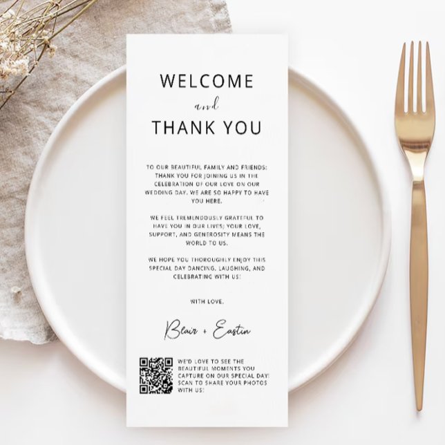 Wedding Thank You Card with Qr Code, (Wedding Thank You Card with Qr Code,)