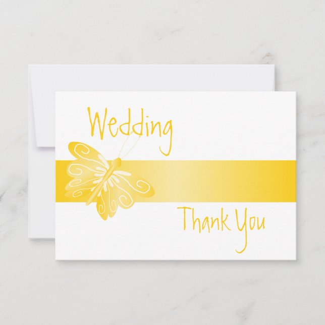 Wedding Thank You Card Yellow Butterfly (Front)