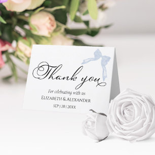 Wedding Thank you Cards Blue Bow Calligraphy